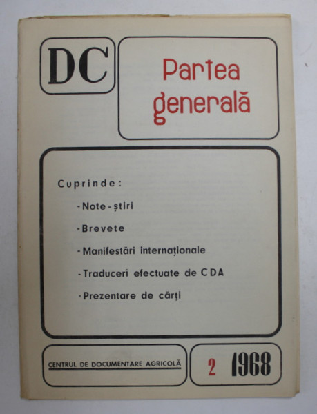 DC - DOCUMENTARE CURENTA - PARTEA GENERALA , NR. 2 ,  1968