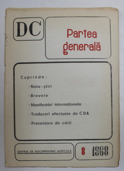 DC - DOCUMENTARE CURENTA - PARTEA GENERALA , NR. 8 ,  1968