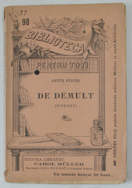 DE DEMULT , POEZII de ARTUR STAVRI , 1897