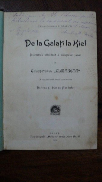 DE LA GALATI LA  KIEL, C. MANESCU, GALATI, 1904