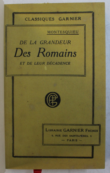 DE LA GRANDEUR DES ROMAINS ET LEUR DECADENCE par MONTESQUIEU , 1932