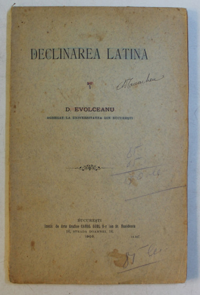 DECLINAREA LATINA de D. EVOLCEANU , 1905