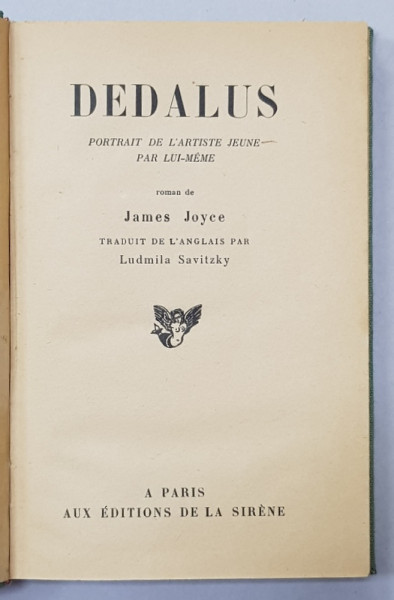 DEDALUS -  PORTRAIT DE L 'ARTISTE JEUNE PAR LUI MEME , roman de JAMES JOYCE , 1924
