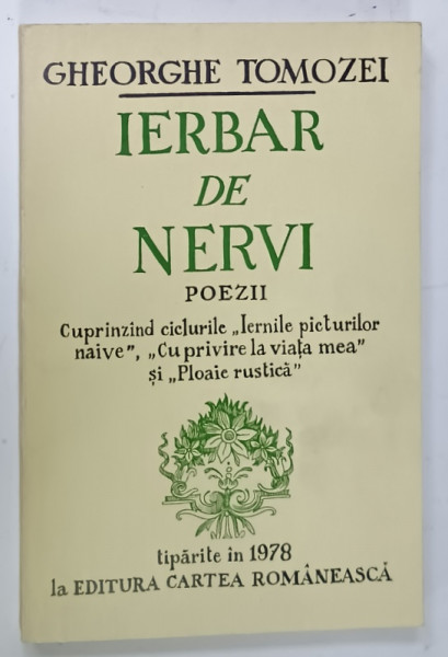 DEDICATIA  LUI GHEORGHE TOMOZEI CATRE MARIN PREDA , PE VOLUMUL SAU ' IERBAR DE NERVI ' , poezii , 1978