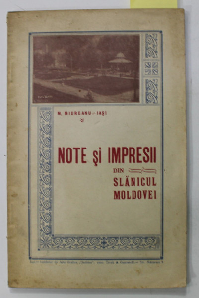 DEDICATIA LUI M. MIEREANU - IASI PENTRU IONEL TEODOREANU , PE VOLUMUL '' NOTE SI IMPRESII DIN SLANICUL MOLDOVEI '' , 1934