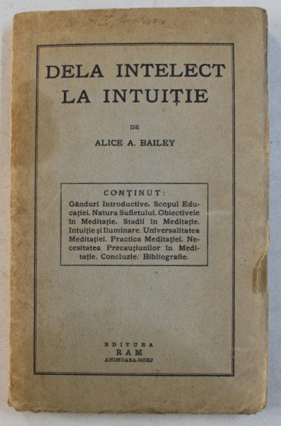 DELA INTELECT LA INTUITIE de ALICE A. BAILEY