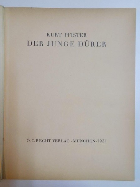 DER JUNGE DURER de KURT PFISTER , 1921