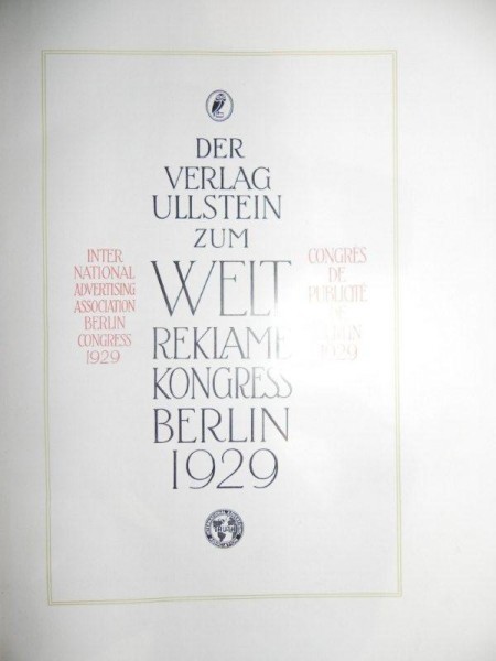 DER VERLAG ULLSTEIN  ZUM WELT REKLAME CONGRESS- BERLIN 1929
