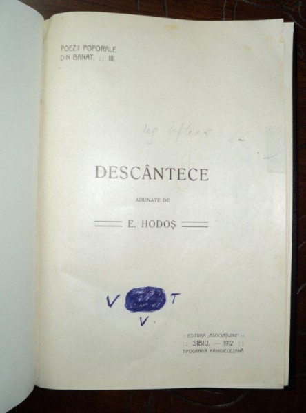 DESCANTECE , ADUNATE DE E HODOS, SIBIU 1912