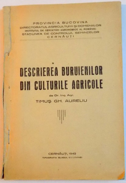 DESCRIEREA BURUIENILOR DIN CULTURILE AGRICOLE , 1942