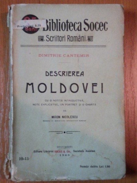 DESCRIEREA MOLDOVEI de DIMITRIE CANTEMIR, BUC. 1909
