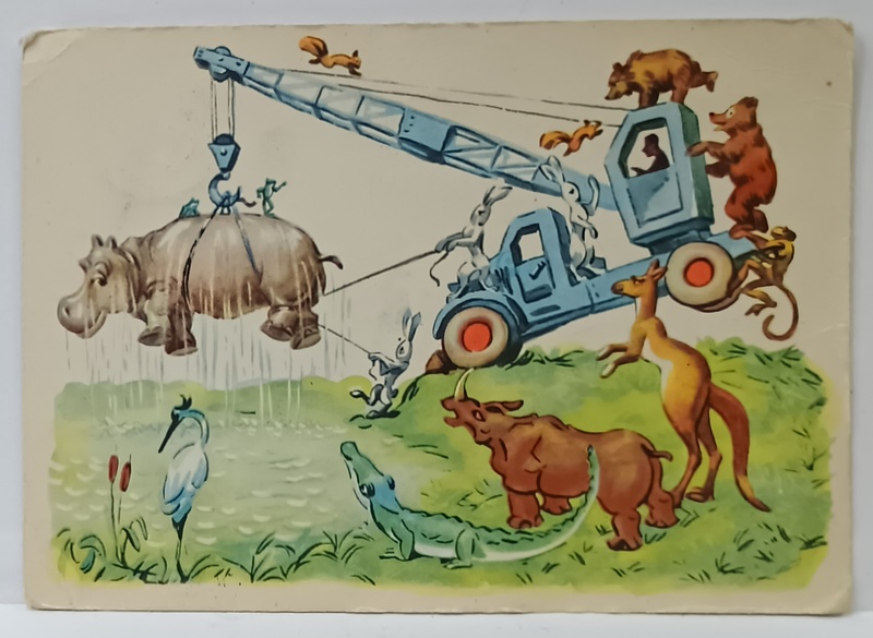DESEN UMORISTIC , CARTE POSTALA TIPARITA IN U.R.S.S. , ANII '50