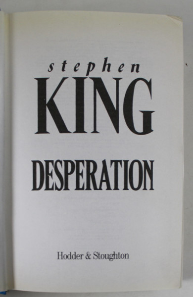 DESPERATION by STEPHEN KING , 1996, COPERTA CU URME DE INDOIRE