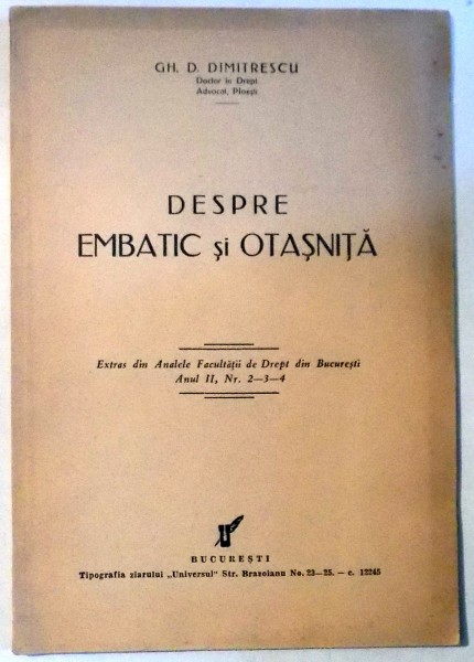 DESPRE EMBATIC SI OTASNITA de GH. D. DIMITRESCU