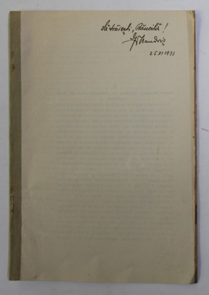 DESPRE METATEZA LICHIDELOR IN ELEMENTELE SLAVE DIN LIMBA ROMANA  de GR. NANDRIS , 1931 , DEDICATIE * , LIPSA PAGINA DE TITLU *