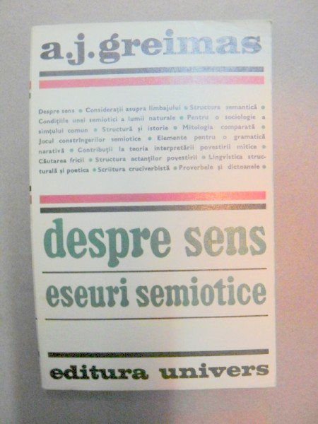 DESPRE SENS - ESEURI SEMIOTICE de A.J. GREIMAS ,1975