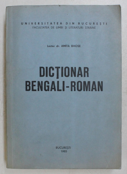 DICTIONAR BENGALI-ROMAN de AMITA BHOSE , 1985