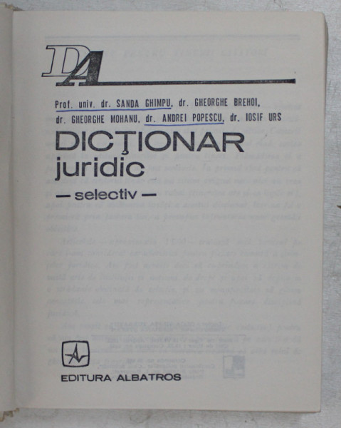 DICTIONAR JURIDIC-SANDA GHIMPU , 1985