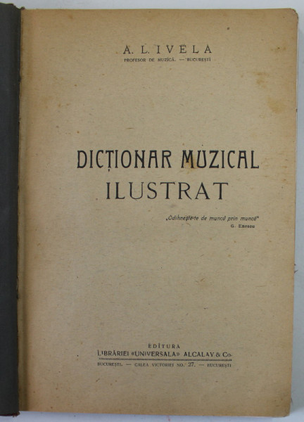 DICTIONAR MUZICAL ILUSTRAT de A. L. LIVELA