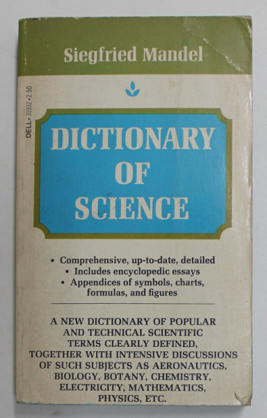 DICTIONARY OF SCIENCE by SIEGFRIED MANDEL , 1979, PREZINTA URME DE UZURA
