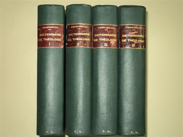 DICTIONNAIRE DE THEOLOGIE, 4 VOL., par L'ABBE BERGIER, LILLE 1852