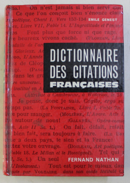 DICTIONNAIRE DES CITATIONS par EMILE GENEST , 1962