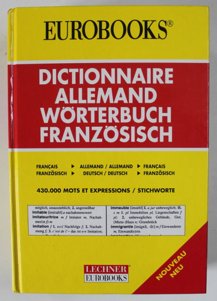 DICTIONNAIRE FRANCAIS - ALLEMAND / ALLEMAND - FRANCAIS , 430.000 MOTES ET EXPRESSIONS , 1996