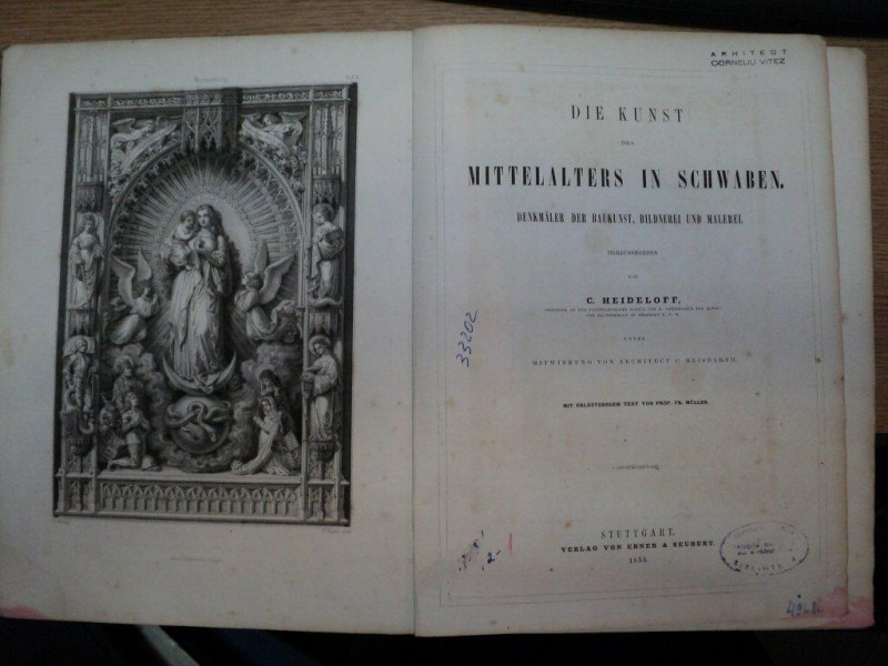 DIE KUNST DES MITTELALTERS IN SCHWABEN von C. HEIDELOFF, STUTGART 1855