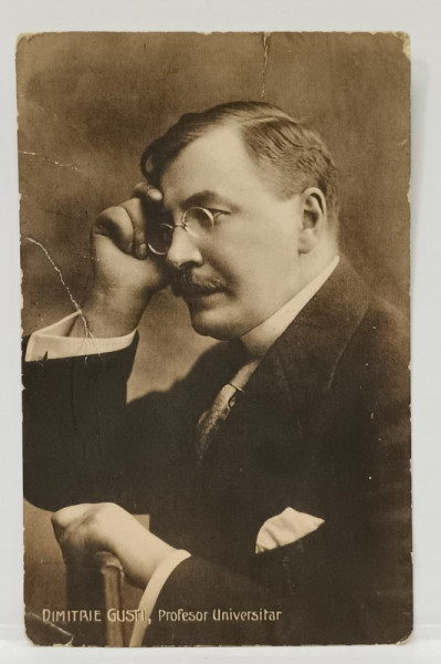DIMITRIE GUSTI , PROFESOR UNIVERSITAR , FOTOGLOB  BUCURESTI , FORMAT CARTE POSTALA , INCEPUT DE SEC. XX