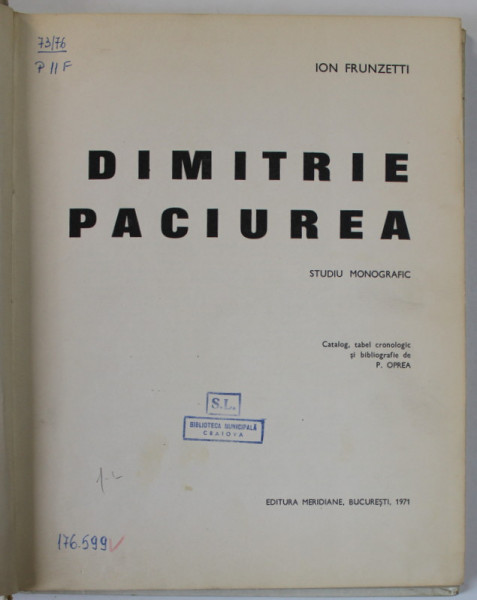 DIMITRIE PACIUREA- ION FRUNZETTI,BUC.1971
