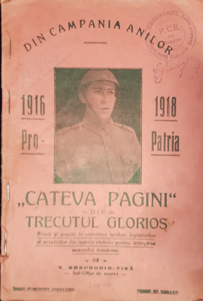 DIN CAMPANIA ANILOR 1916-1918, PRO-PATRIA "CATEVA PAGINI" DIN TRECUTUL GLORIOS de V. GHEORGHIU-VICA - CONSTANTA, 1919