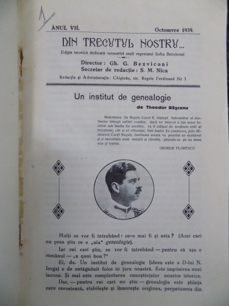 DIN TRECUTUL NOSTRU de G. BEZVICONI, CHISINAU 1939