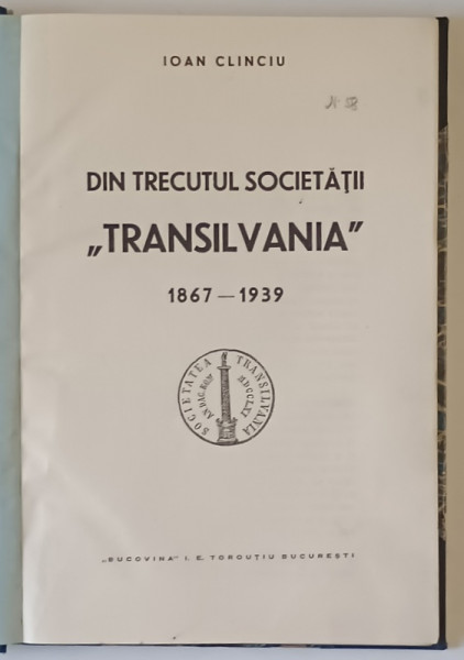 Din trecutul societatii &amp;quot;Transilvania&amp;quot; 1867-1939    Ioan Clinciu