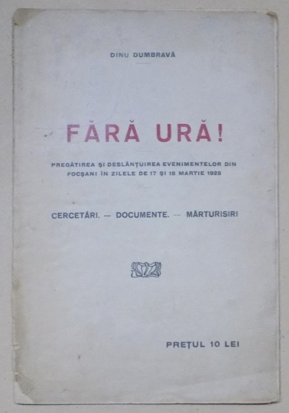 DINU DUMBRAVA  , FARA URA , 1925