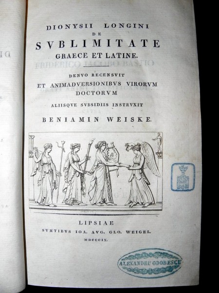 Dionysii  Longini de Sublimitate Greace et Latine  Lipsiaie  1809