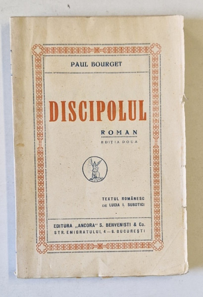 DISCIPOLUL , roman de PAUL BOURGET , ilustrata de ANESTIN , 1927
