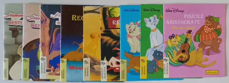 DISNEY , FRUMOASA SI BESTIA / REGELE LEU / PISICICILE ARISTOCRATE , COLECTIA EGMONT MINI - MINI , SET DE 9 CARTICELE , 1996 - 1997 ( VEZI DESCRIEREA! )
