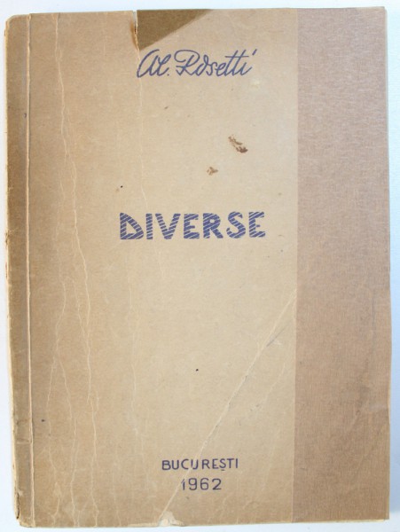 DIVERSE de AL. ROSETTI , 1962 , DEDICATIE*