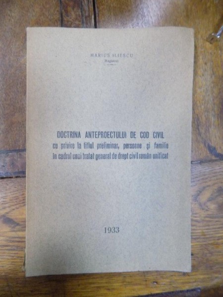 Doctrina anteproectului de cod civil, 1933