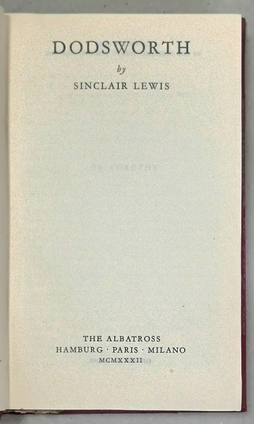 DODSWORTH by SINCLAIR LEWIS , 1932