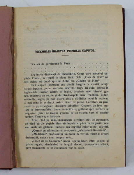 DOI ANI DE GARNIZOANA LA PARIS de MAIORUL OCTAV VOROBCHIEVICI , 1931 *LIPSA PAGINA DE TITLU
