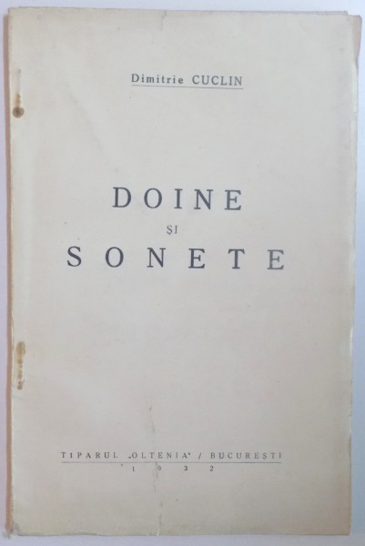 DOINE SI SONETE de DIMITRIE CUCLIN  1932