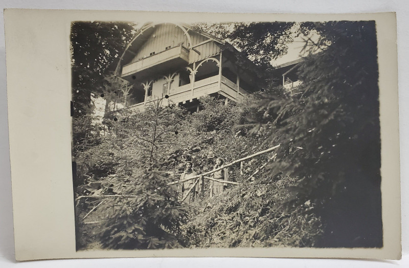 DOUA DOAMNE IN EXCURSIE LA CUMPANA , PE DRUMUL SPRE CABANA , FOTOGRAFIE TIP CARTE POSTALA , 1930