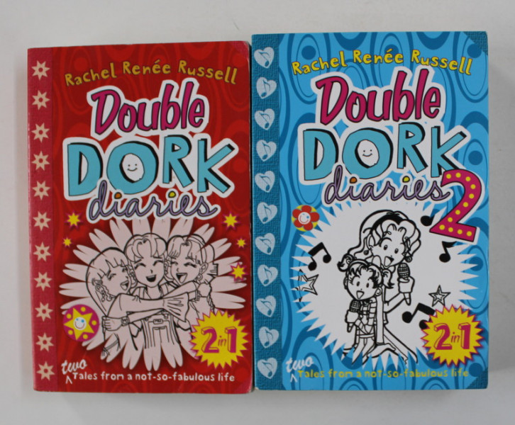 DOUBLE DORK DIARIES by RACHEL RENEE RUSSELL , VOLUMELE I - II , 2010
