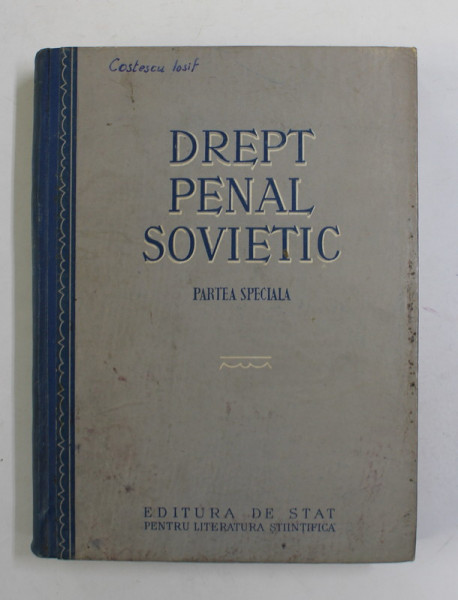 DREPT PENAL SOVIETIC , PARTEA SPECIALA , 1953