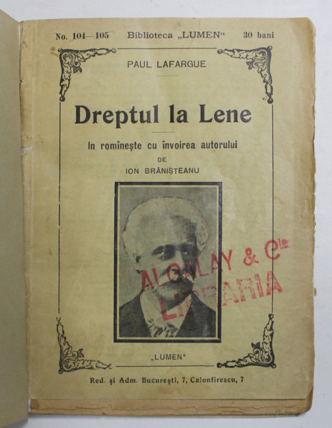 DREPTUL LA LENE de PAUL LAFARGUE , 1911