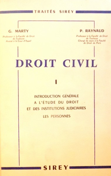 DROIT CIVIL par G. MARTY, P. RAYNAUD , 1956