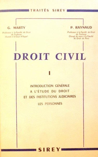 DROIT CIVIL par G. MARTY, P. RAYNAUD , 1956