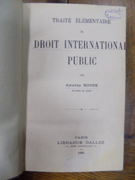 Droit international public, Paris 1926