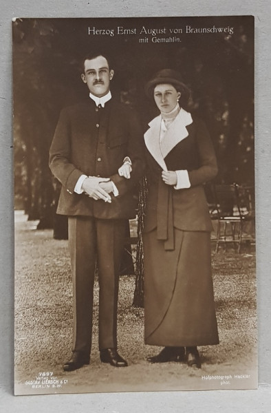 DUCELE ERNST AUGUST VON BRAUNSCHWEIG CU SOTIA , CARTE POSTALA ILUSTRATA , MONOCROMA, NECIRCULATA , PERIOADA PRIMULUI RAZBOI MONDIAL
